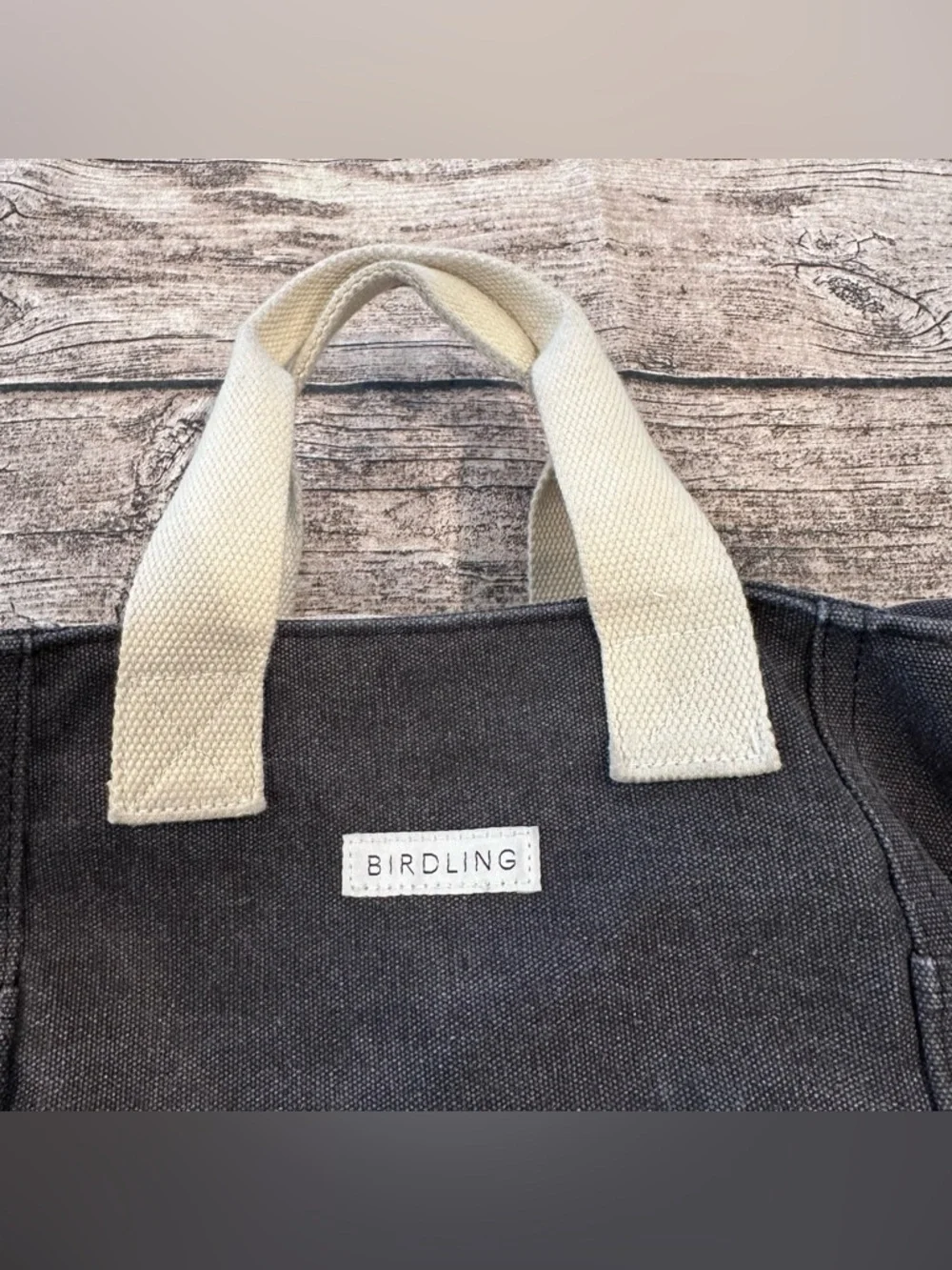 Birdling Black Canvas Laptop Tote Bag Backpack with Cream Handles ~15”x13” - Picture 3 of 8